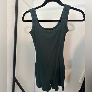 Skims cotton rib romper in green